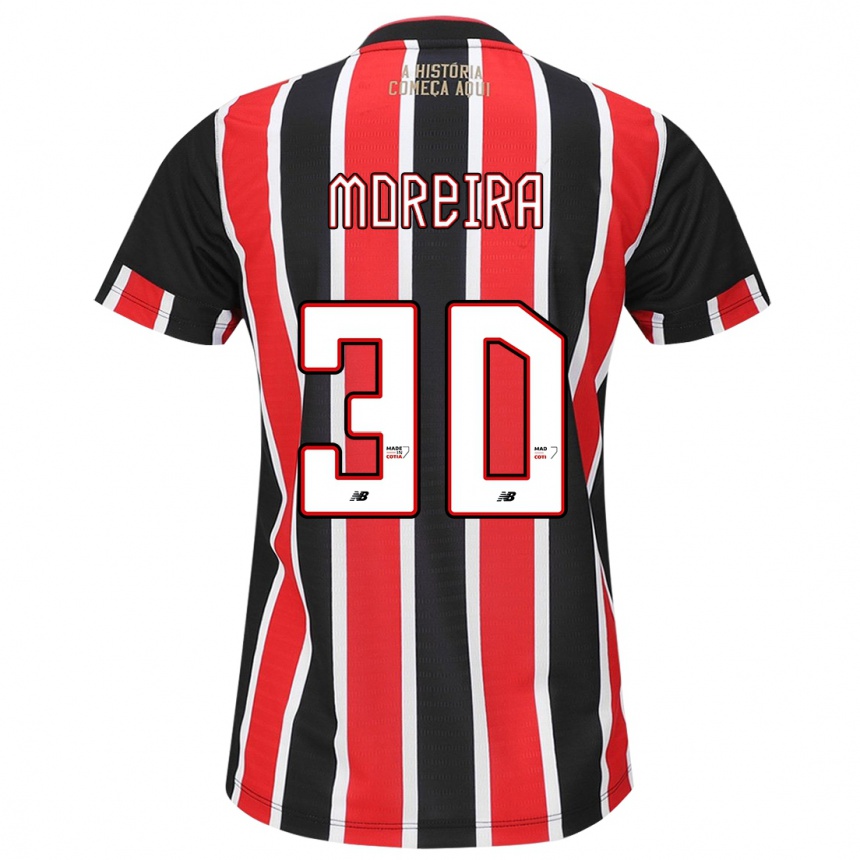 Kids Football João Moreira #30 Black Red White Away Jersey 2024/25 T-Shirt Uk