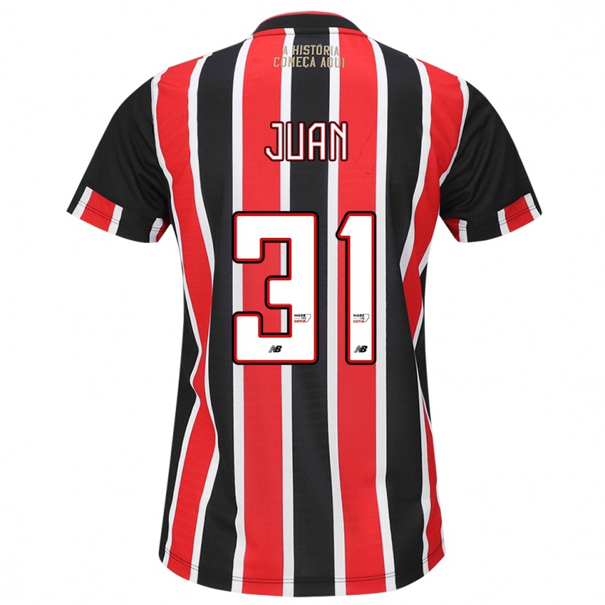 Kids Football Juan #31 Black Red White Away Jersey 2024/25 T-Shirt Uk