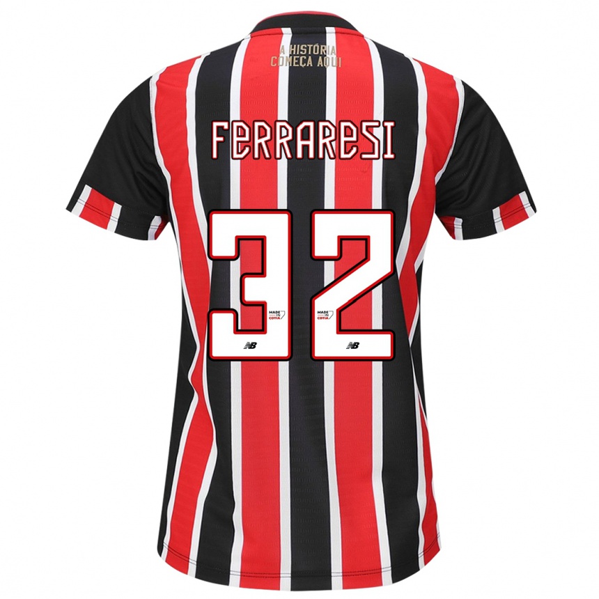 Kids Football Nahuel Ferraresi #32 Black Red White Away Jersey 2024/25 T-Shirt Uk