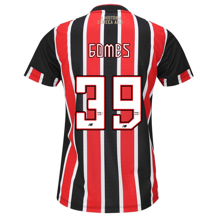 Kids Football William Gomes #39 Black Red White Away Jersey 2024/25 T-Shirt Uk