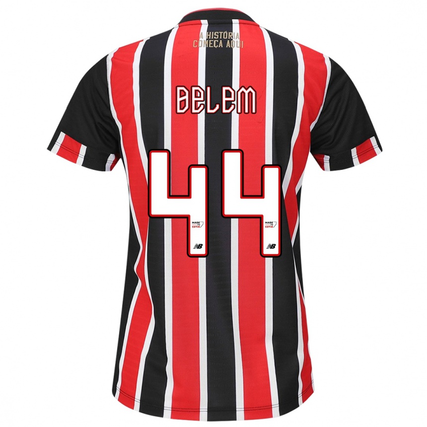 Kids Football Matheus Belém #44 Black Red White Away Jersey 2024/25 T-Shirt Uk