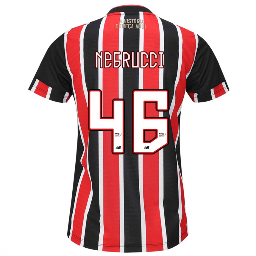 Kids Football Felipe Negrucci #46 Black Red White Away Jersey 2024/25 T-Shirt Uk