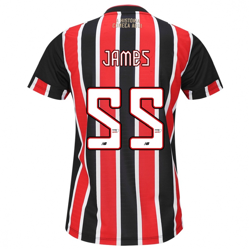 Kids Football James Rodríguez #55 Black Red White Away Jersey 2024/25 T-Shirt Uk