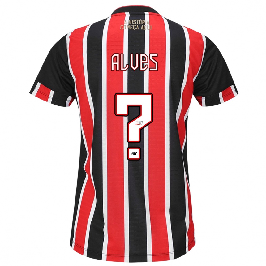 Kids Football Matheus Alves #0 Black Red White Away Jersey 2024/25 T-Shirt Uk