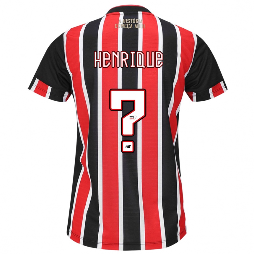 Kids Football Luiz Henrique #0 Black Red White Away Jersey 2024/25 T-Shirt Uk