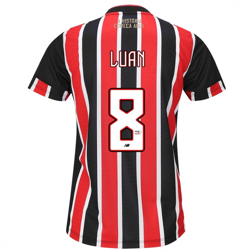 Kids Football Luan #8 Black Red White Away Jersey 2024/25 T-Shirt Uk