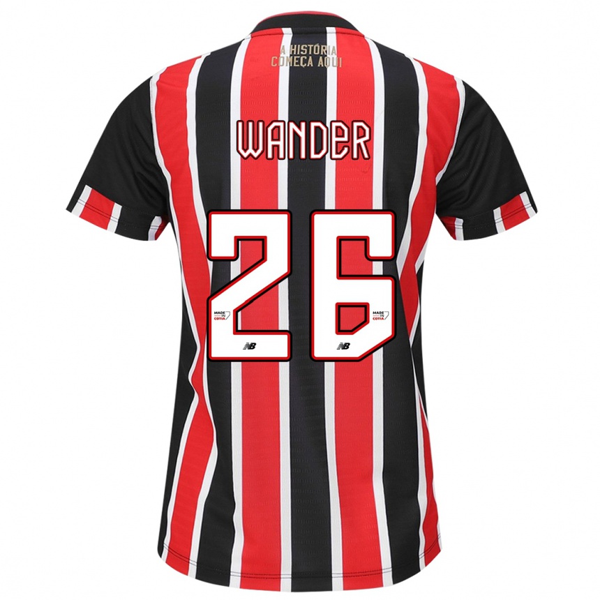 Kids Football Talles Wander #26 Black Red White Away Jersey 2024/25 T-Shirt Uk