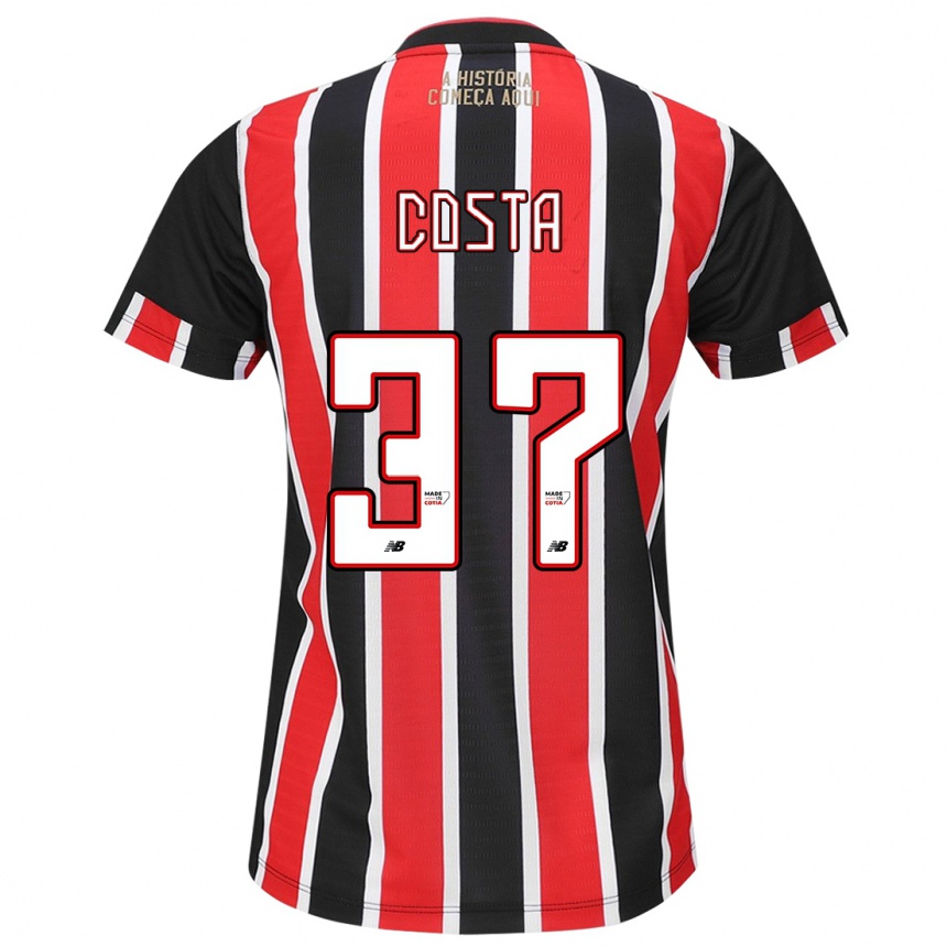 Kids Football Talles Costa #37 Black Red White Away Jersey 2024/25 T-Shirt Uk