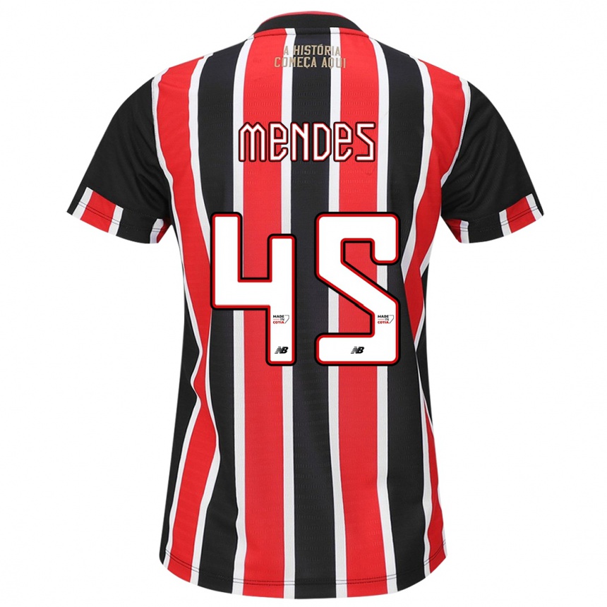 Kids Football Nathan Mendes #45 Black Red White Away Jersey 2024/25 T-Shirt Uk