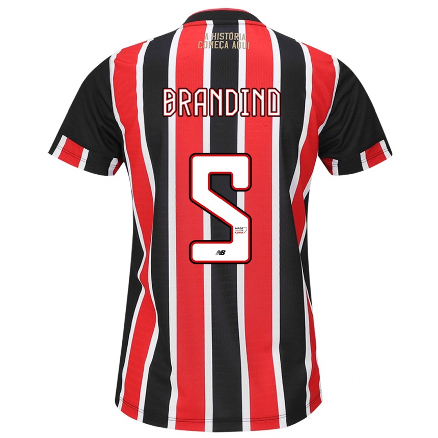 Kids Football Kika Brandino #5 Black Red White Away Jersey 2024/25 T-Shirt Uk