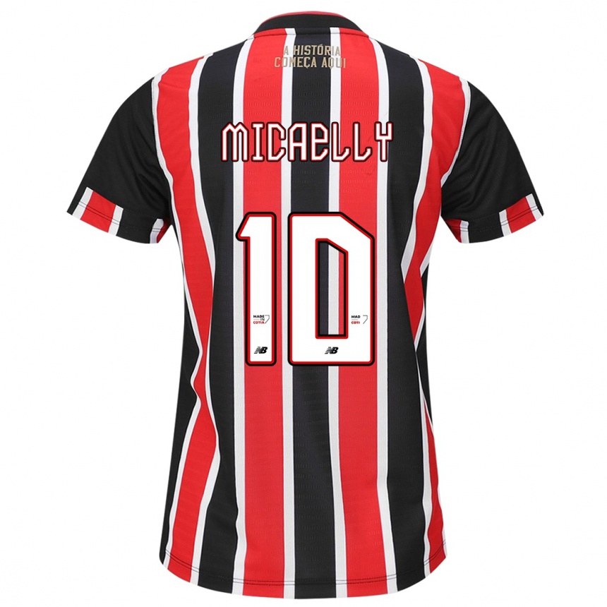 Kids Football Micaelly #10 Black Red White Away Jersey 2024/25 T-Shirt Uk