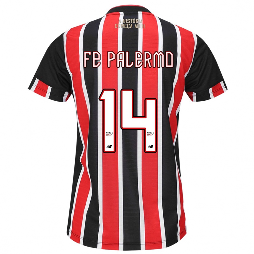 Kids Football Fe Palermo #14 Black Red White Away Jersey 2024/25 T-Shirt Uk