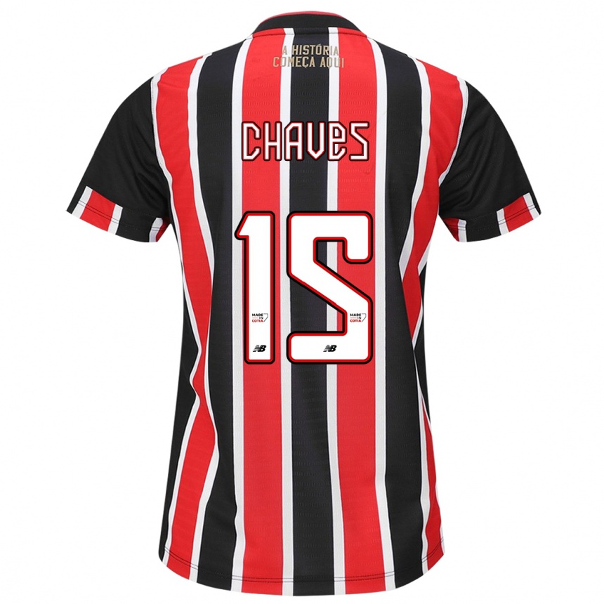 Kids Football Carol Chaves #15 Black Red White Away Jersey 2024/25 T-Shirt Uk