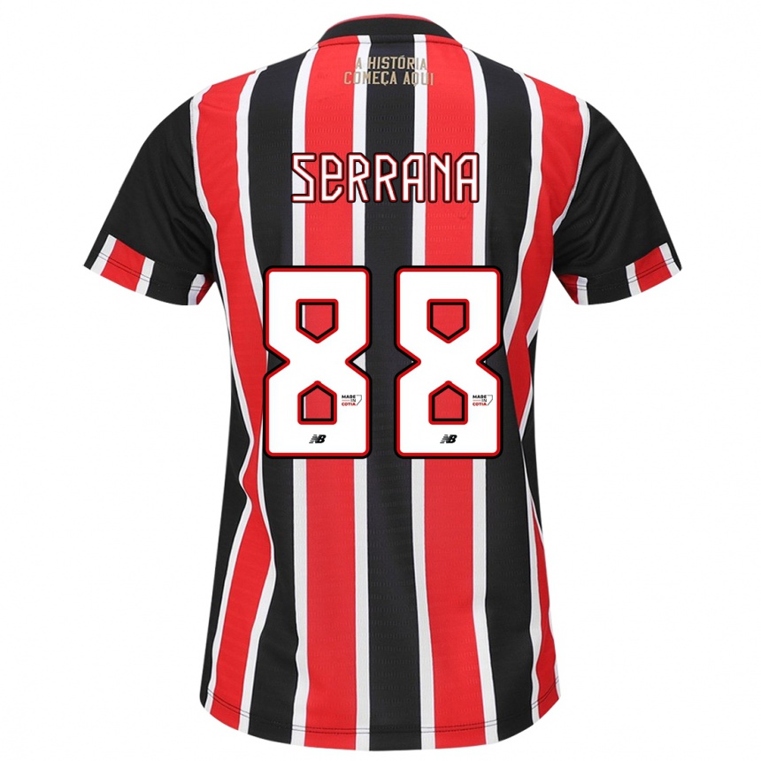 Kids Football Serrana #88 Black Red White Away Jersey 2024/25 T-Shirt Uk