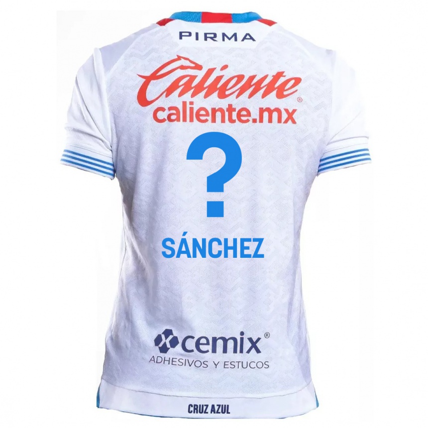 Kids Football Jorge Sánchez #0 White Blue Away Jersey 2024/25 T-Shirt Uk