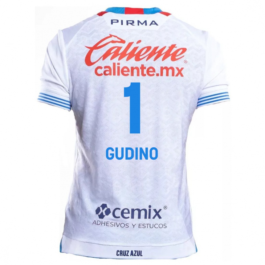 Kids Football Andrés Gudiño #1 White Blue Away Jersey 2024/25 T-Shirt Uk