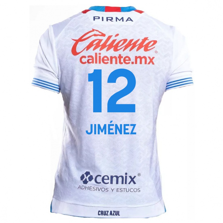 Kids Football Luis Jiménez #12 White Blue Away Jersey 2024/25 T-Shirt Uk