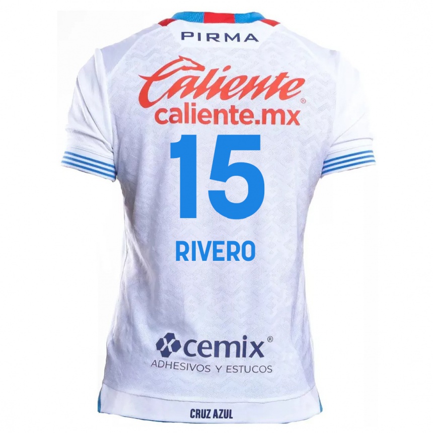 Kids Football Ignacio Rivero #15 White Blue Away Jersey 2024/25 T-Shirt Uk