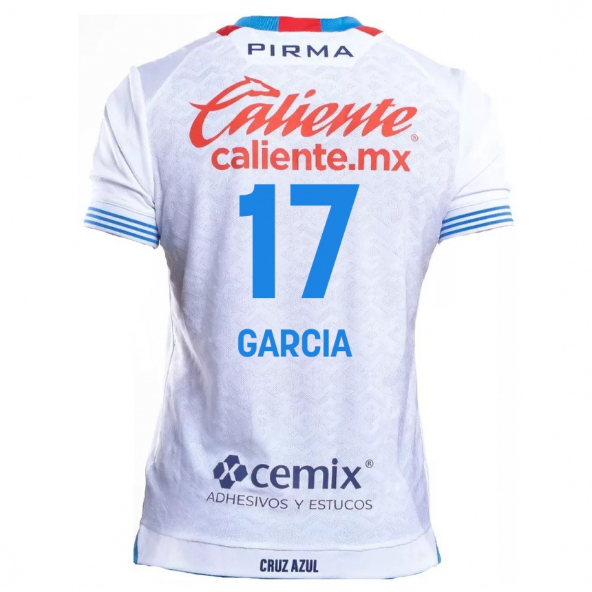 Kids Football Amaury Garcia #17 White Blue Away Jersey 2024/25 T-Shirt Uk