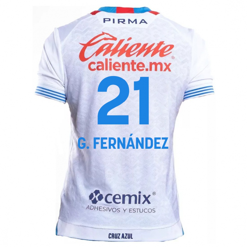 Kids Football Gabriel Fernández #21 White Blue Away Jersey 2024/25 T-Shirt Uk