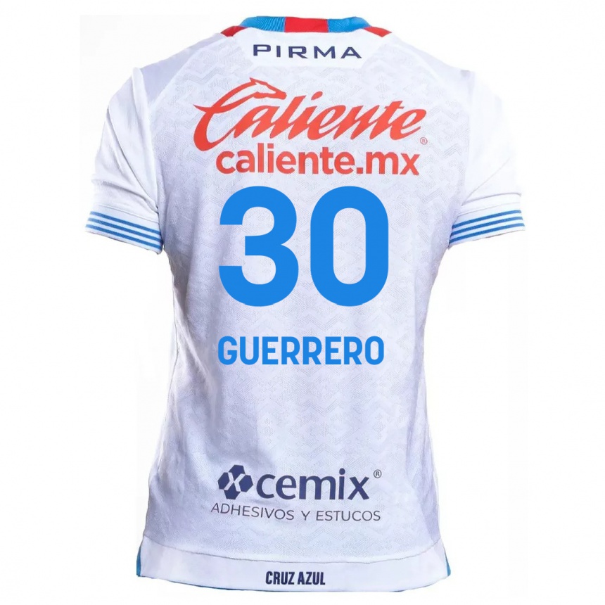 Kids Football Rafael Guerrero #30 White Blue Away Jersey 2024/25 T-Shirt Uk