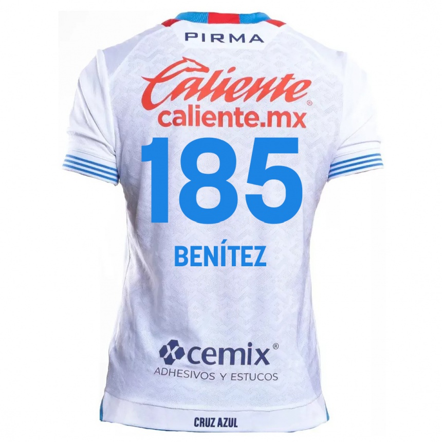 Kids Football Cristopher Benítez #185 White Blue Away Jersey 2024/25 T-Shirt Uk