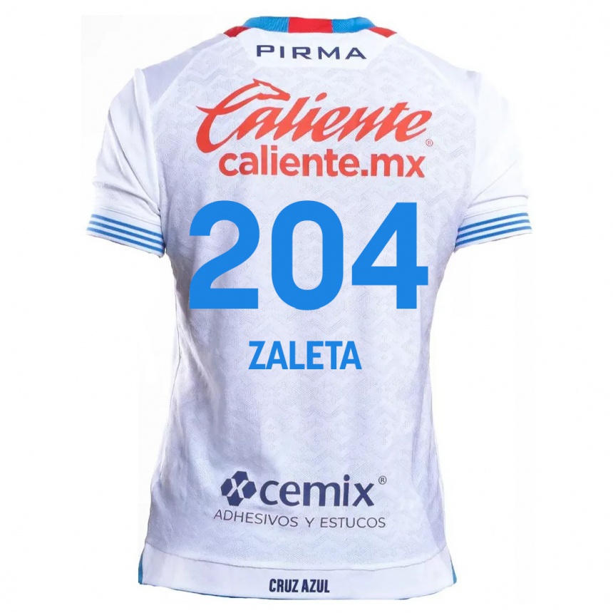 Kids Football Mauro Zaleta #204 White Blue Away Jersey 2024/25 T-Shirt Uk