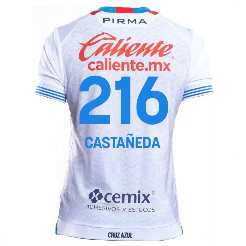 Kids Football Ian Castañeda #216 White Blue Away Jersey 2024/25 T-Shirt Uk