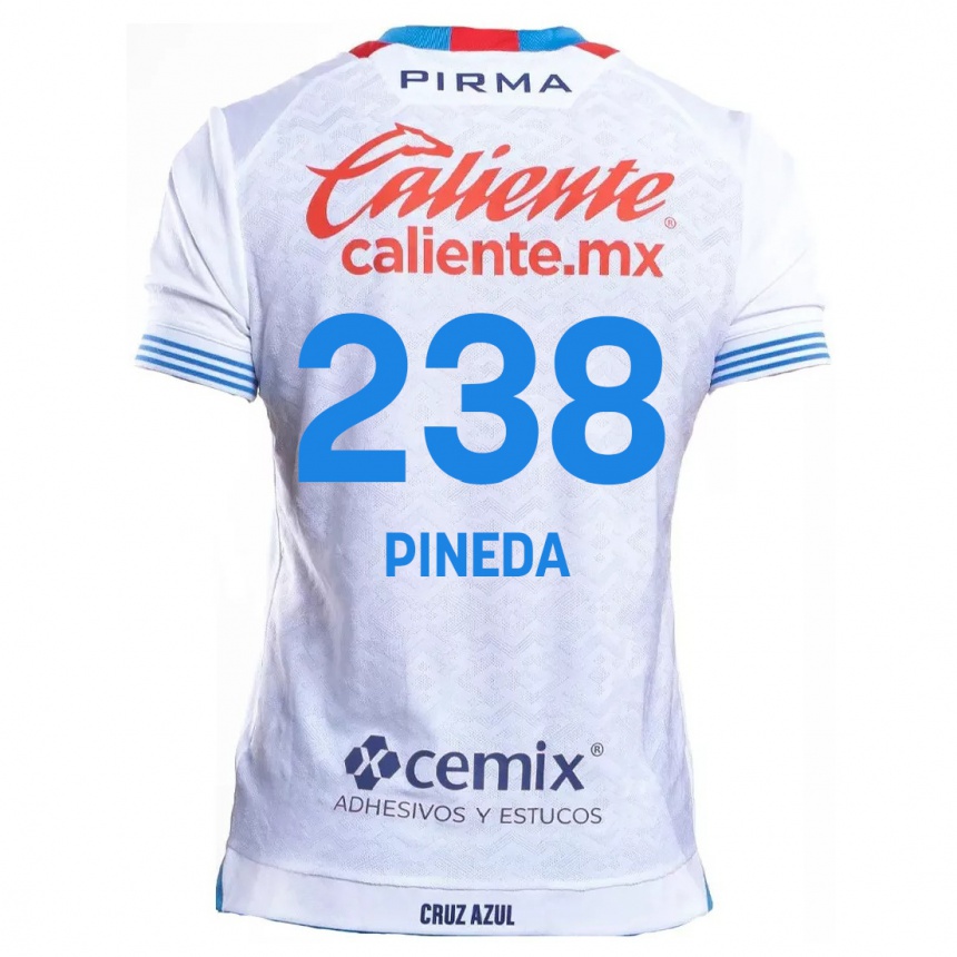 Kids Football Zadiel Pineda #238 White Blue Away Jersey 2024/25 T-Shirt Uk