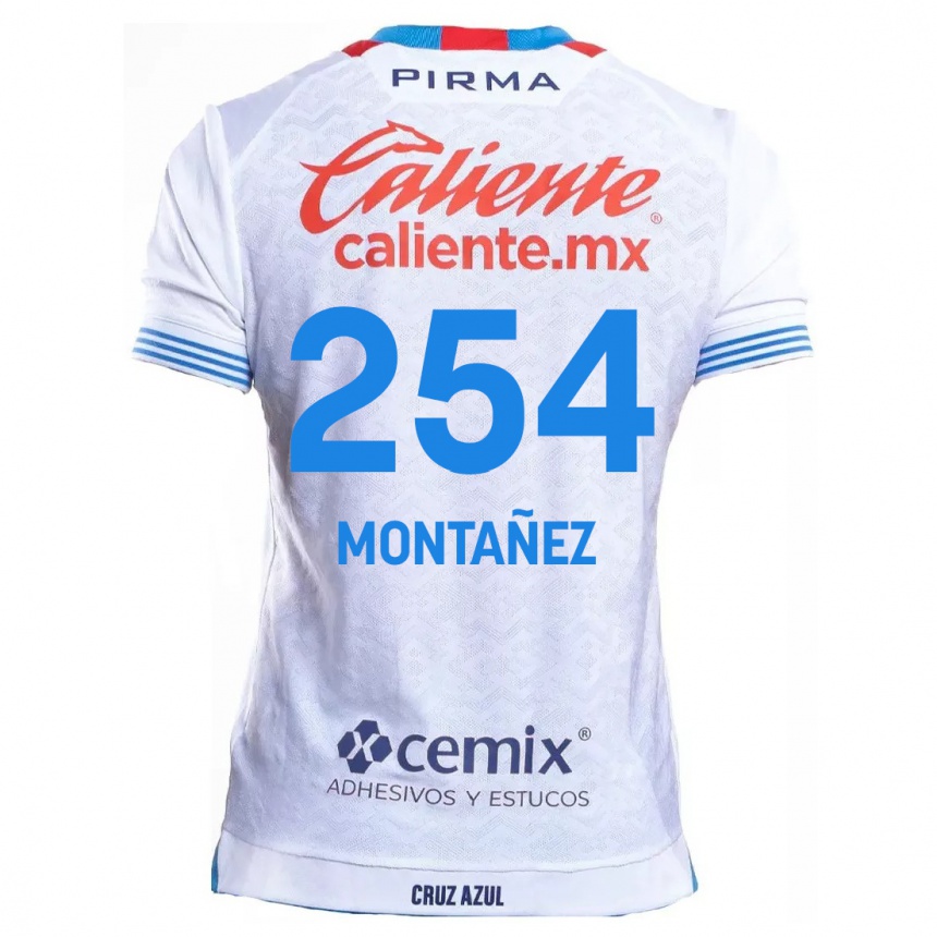 Kids Football Humberto Montañez #254 White Blue Away Jersey 2024/25 T-Shirt Uk