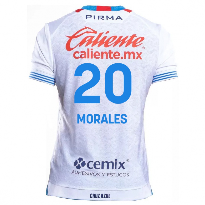 Kids Football Iván Morales #20 White Blue Away Jersey 2024/25 T-Shirt Uk