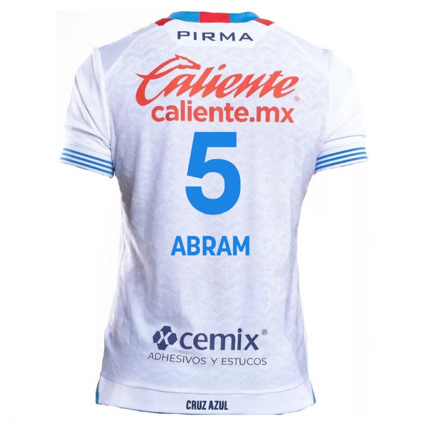 Kids Football Luis Abram #5 White Blue Away Jersey 2024/25 T-Shirt Uk