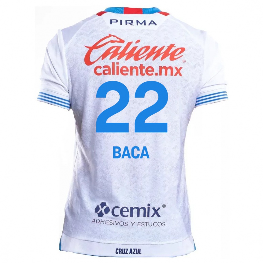 Kids Football Rafael Baca #22 White Blue Away Jersey 2024/25 T-Shirt Uk