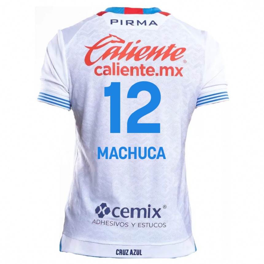 Kids Football Gabriela Machuca #12 White Blue Away Jersey 2024/25 T-Shirt Uk