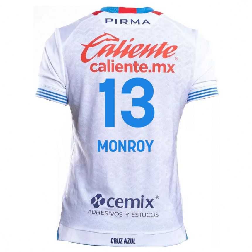 Kids Football Daniela Monroy #13 White Blue Away Jersey 2024/25 T-Shirt Uk