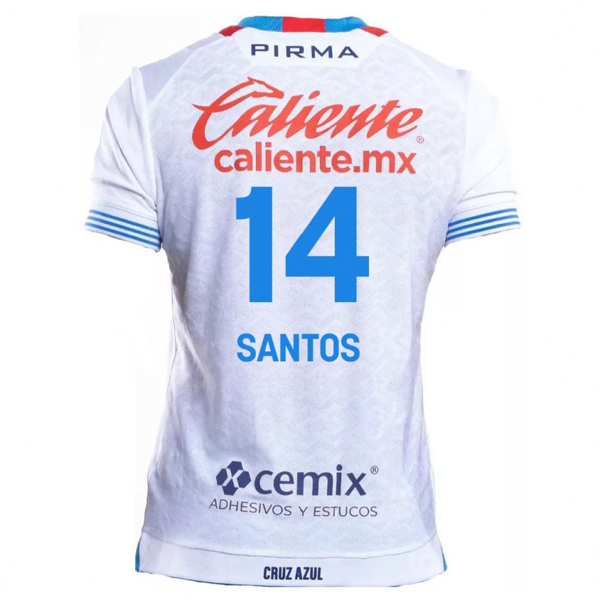 Kids Football Eleisa Santos #14 White Blue Away Jersey 2024/25 T-Shirt Uk