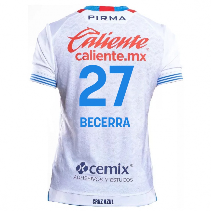 Kids Football Ana Becerra #27 White Blue Away Jersey 2024/25 T-Shirt Uk