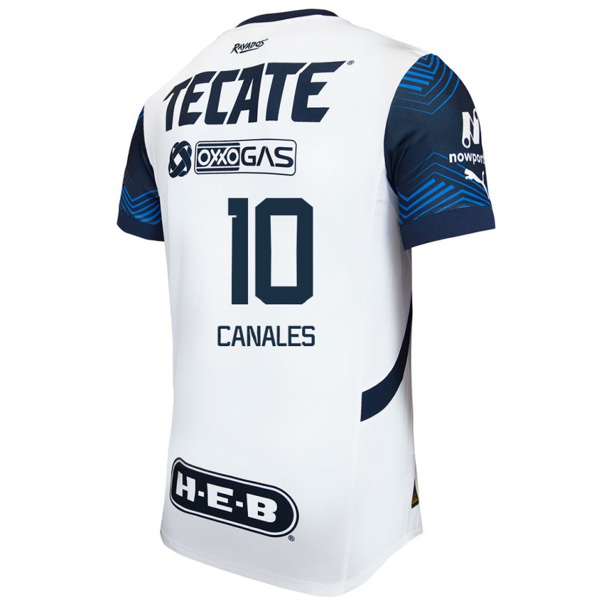 Kids Football Sergio Canales #10 White Blue Away Jersey 2024/25 T-Shirt Uk