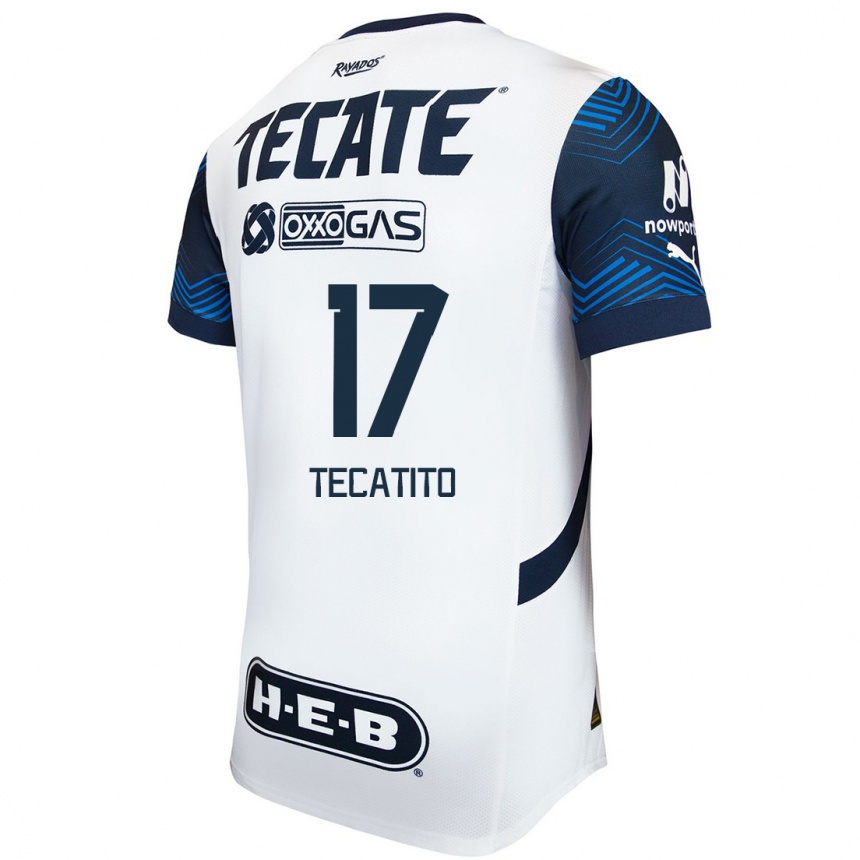 Kids Football Tecatito #17 White Blue Away Jersey 2024/25 T-Shirt Uk