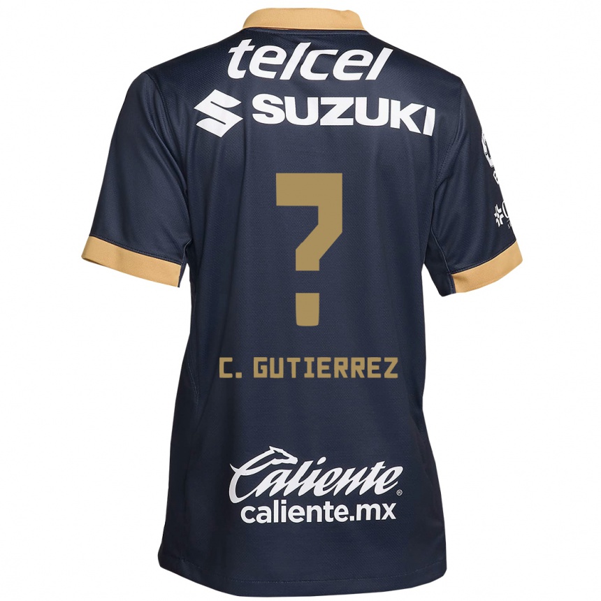 Kids Football Carlos Gutiérrez #0 Obsidian Gold White Away Jersey 2024/25 T-Shirt Uk