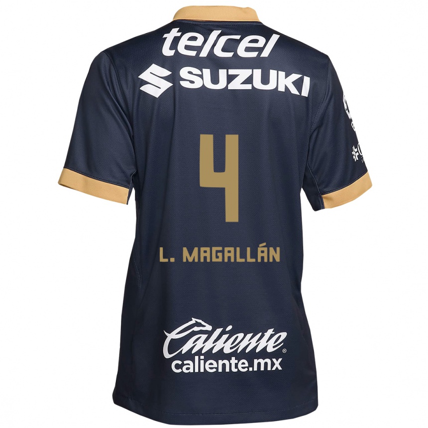 Kids Football Lisandro Magallan #4 Obsidian Gold White Away Jersey 2024/25 T-Shirt Uk