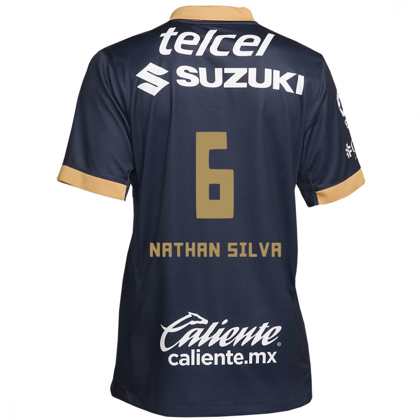 Kids Football Nathan Silva #6 Obsidian Gold White Away Jersey 2024/25 T-Shirt Uk