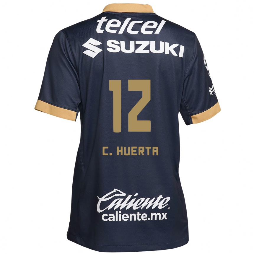 Kids Football César Huerta #12 Obsidian Gold White Away Jersey 2024/25 T-Shirt Uk