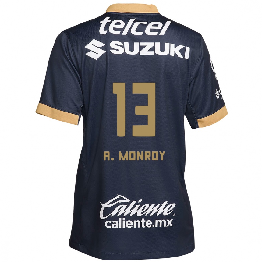 Kids Football Pablo Monroy #13 Obsidian Gold White Away Jersey 2024/25 T-Shirt Uk