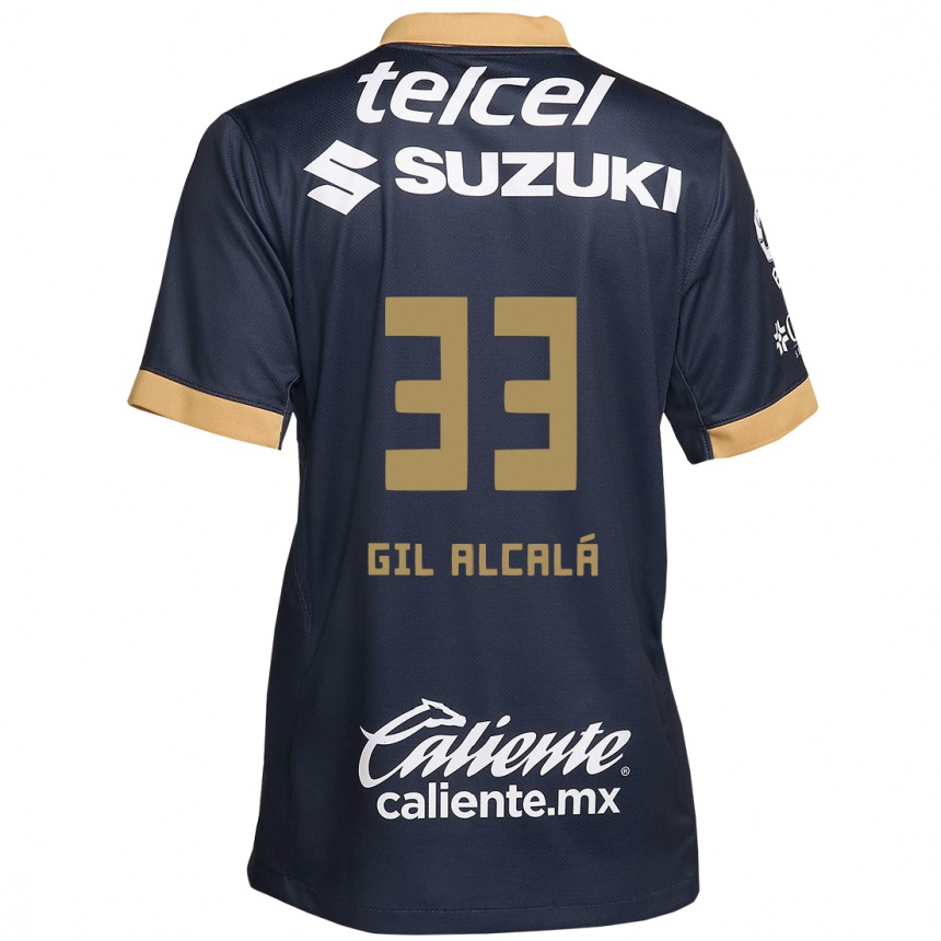 Kids Football Gil Alcalá #33 Obsidian Gold White Away Jersey 2024/25 T-Shirt Uk