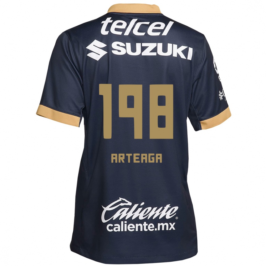 Kids Football Edwin Arteaga #198 Obsidian Gold White Away Jersey 2024/25 T-Shirt Uk