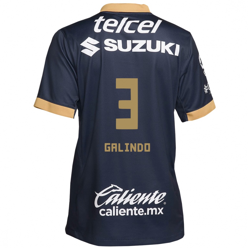 Kids Football Ricardo Galindo #3 Obsidian Gold White Away Jersey 2024/25 T-Shirt Uk