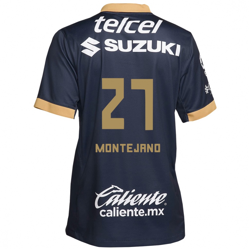 Kids Football Emanuel Montejano #27 Obsidian Gold White Away Jersey 2024/25 T-Shirt Uk