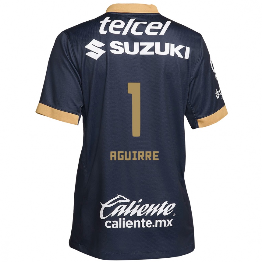 Kids Football Miriam Aguirre #1 Obsidian Gold White Away Jersey 2024/25 T-Shirt Uk