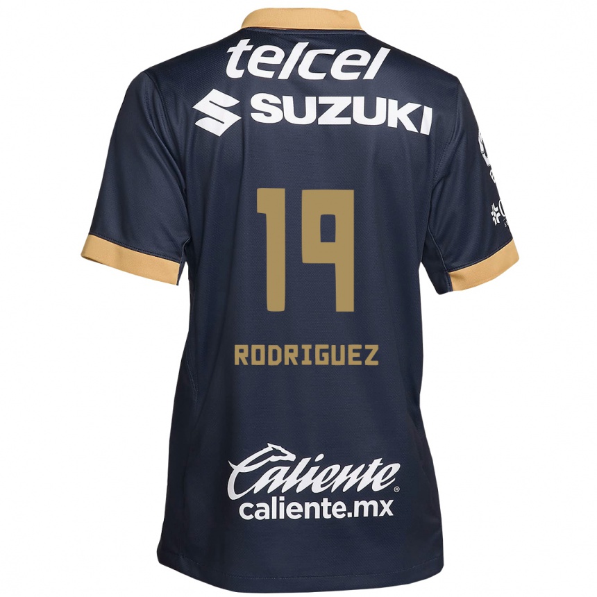 Kids Football Yaneisy Rodriguez #19 Obsidian Gold White Away Jersey 2024/25 T-Shirt Uk